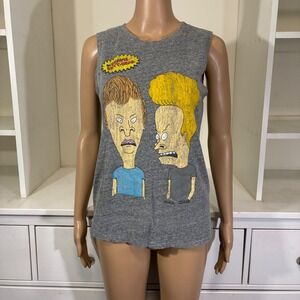 Beavis and Butt-Head Graphic Muscle Tank Top Gray 90s MTV Men Small
